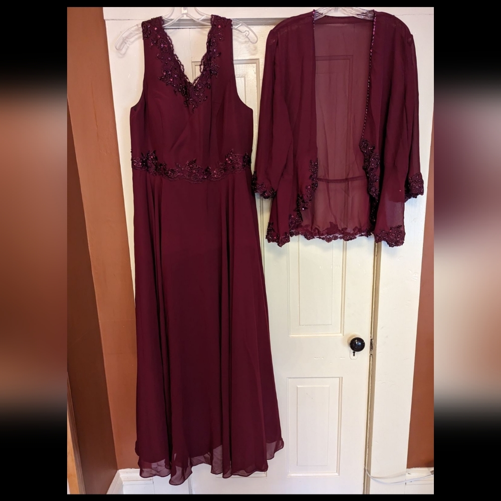 2 piece formal wine dress sz 14
